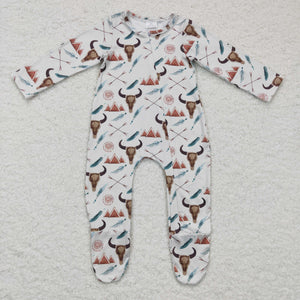 Highland Cow Hill Boys Fall Romper