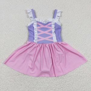 Cartoon Princess Purple Pink Girls Swimsuits