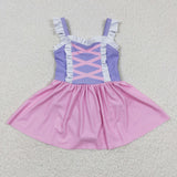 Cartoon Princess Purple Pink Girls Swimsuits