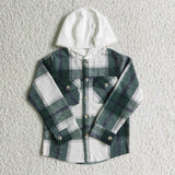 Green Plaid White Hoodie Boys Hoodie Top