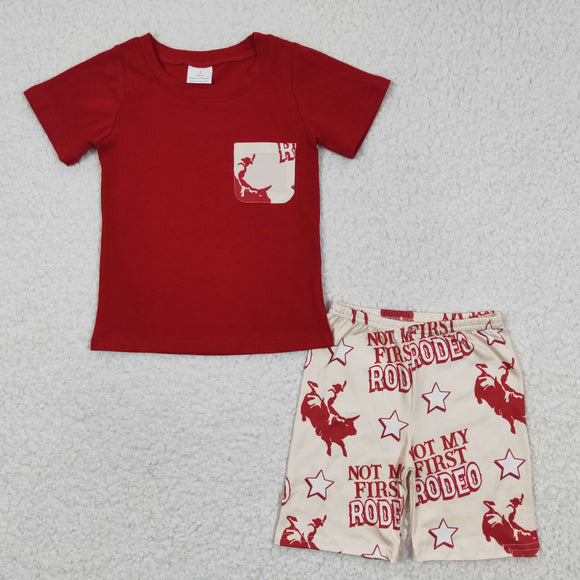 Not my first rodeo Red Boys Shorts Sets