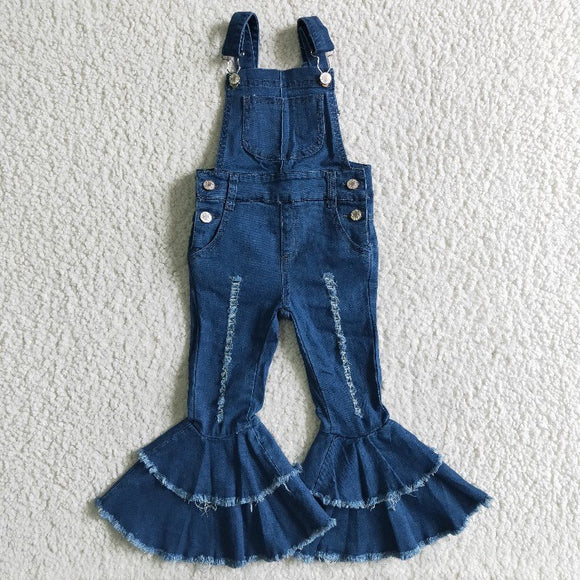 Distressed Kids Suspender Flared Jeans Pants