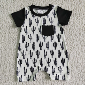 Baby Boys Cactus Black White Summer Romper
