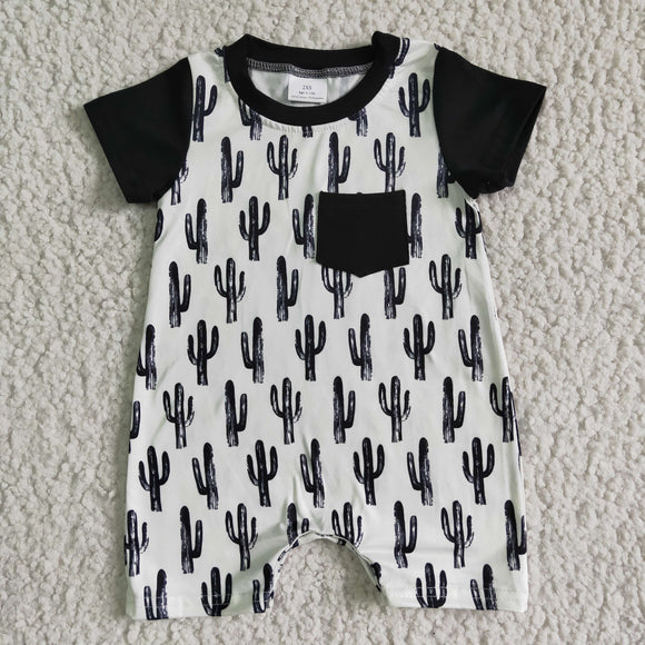 Baby Boys Cactus Black White Summer Romper