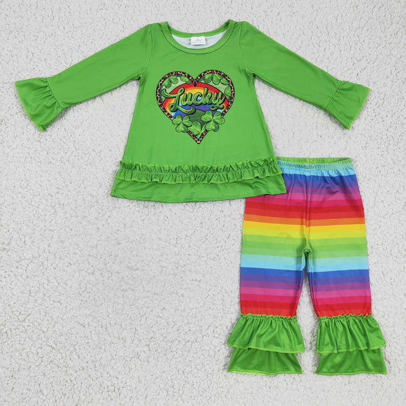 Lucky Green Ruffles Girls St. Patrick's Day Outfits