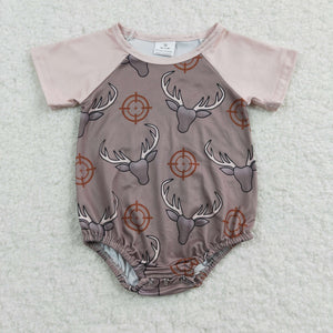 Jungle Hunting Deer Gray Boys Summer Romper