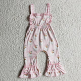 Santa Pink Plaid Jumpsuit Girls Christmas Romper