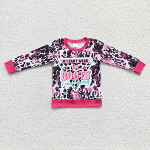 My Boots Cow Print Hot Pink Girls Long Sleeve Top