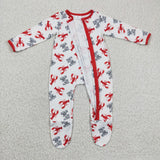 Red Crawfish White Boys Fall Romper