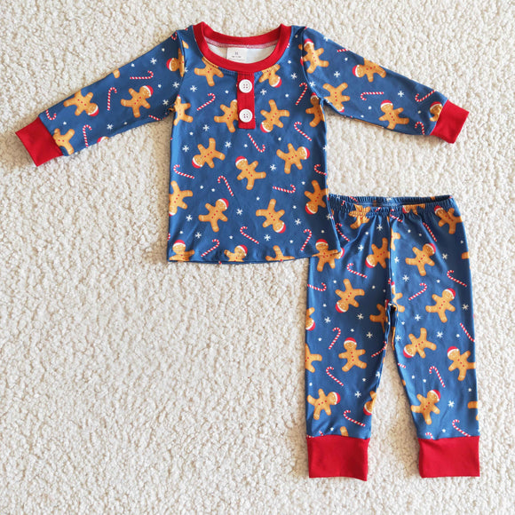 Promotional Gingerbread Red Navy Boys Christmas Pajamas