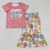 Mama's Girl Letters Floral Girls Short Sleeve+Trousers Sets