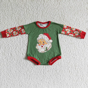 Santa Red Plaid Green Girls Christmas Romper