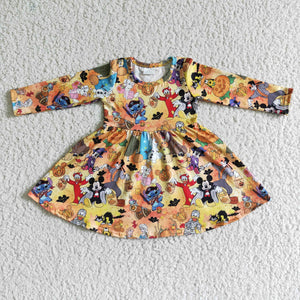 Promotional Cartoon Characters Orange Girls Halloween Dress