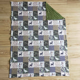 Jungle Hunting Deer Plaid Camo Green Blankets