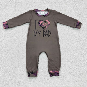 I Love My Dad Letters Jungle Camo Boys Valentine Romper