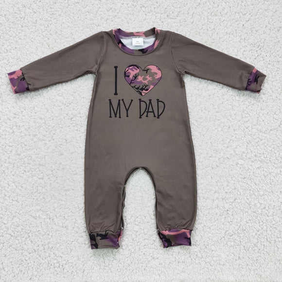 I Love My Dad Letters Jungle Camo Boys Valentine Romper