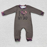 I Love My Dad Letters Jungle Camo Boys Valentine Romper
