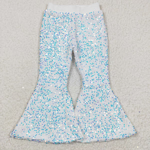 White Sequin Girls Pants