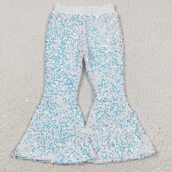 White Sequin Girls Pants