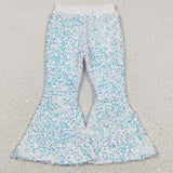 White Sequin Girls Pants