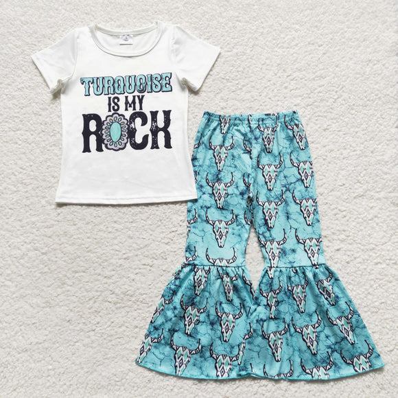 Turquoise is my Roch Girls Short Sleeve+Trousers Sets