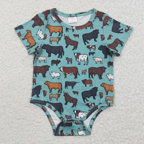 Cows Green Boys Summer Romper