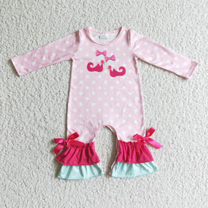 Baby Girls Red Boots Pink Fall Romper