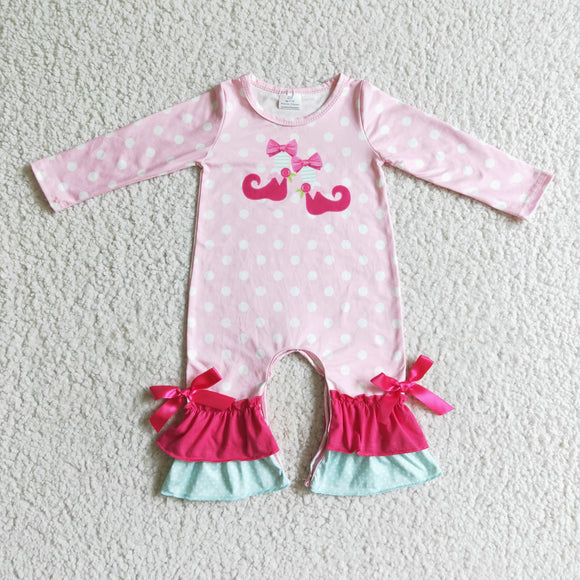 Baby Girls Red Boots Pink Fall Romper