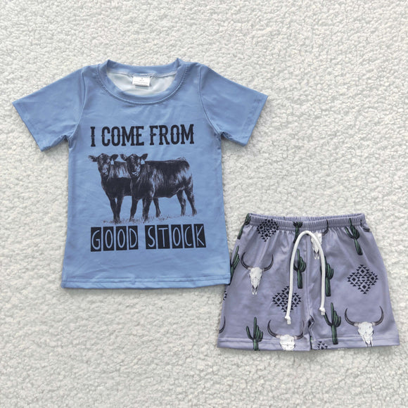 I come from good stock Blue Boys Shorts Sets