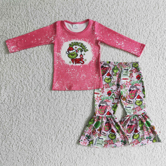 Vibes Cartoon Pink Girls Christmas Outfits