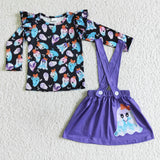 Boo Ghost Purple Skirt Girls Halloween Outfits