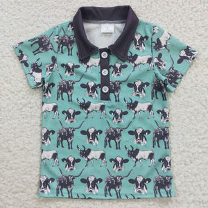 Cows Gray Polo Boys Short Sleeve Top