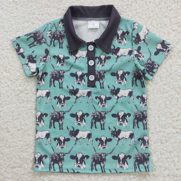 Cows Gray Polo Boys Short Sleeve Top