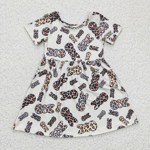 Leopard Print Bunny Beige Girls Easter Dress