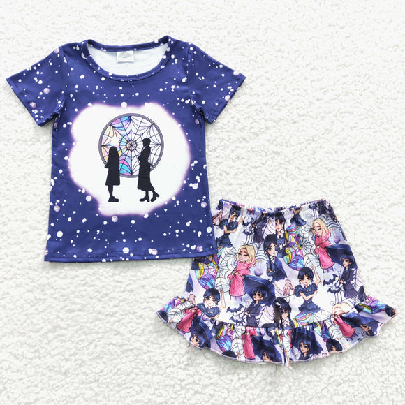 Wednesday Friends Navy Girls Shorts Sets