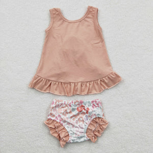 Floral Pink Bows Ruffles Bummies Sets