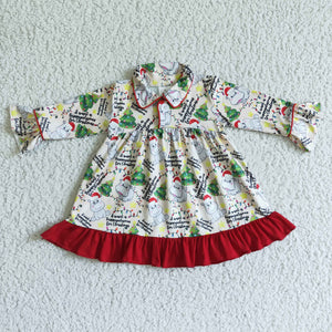 Hippo Collar Red Ruffles Nightgown Girls Christmas Dress