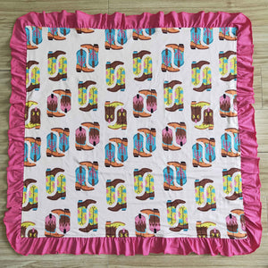 Boots Hot Pink Ruffles Blankets