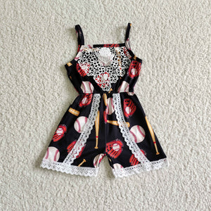Promotional Baseball Lace Black Girls Jumpsuit