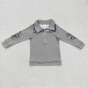 Promotional Dinosaur Gray Polo Boys Long Sleeve Top