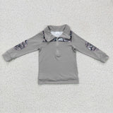 Promotional Dinosaur Gray Polo Boys Long Sleeve Top