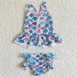 Lace Conch Sky Blue Girls Swimsuits