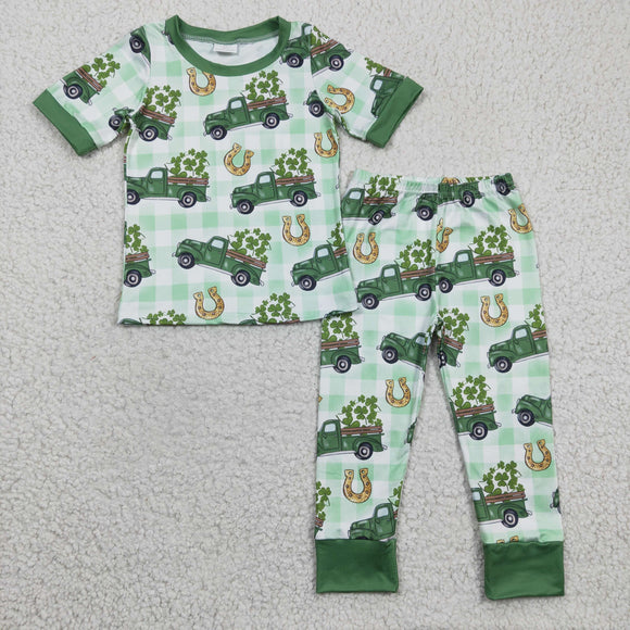 Promotional Clover Truck Plaid Green Boys St. Patrick's Day Pajamas