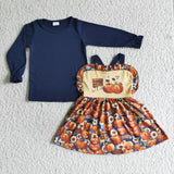 Pumpkin Navy Shirt Suspenders Dress Halloween Outfits