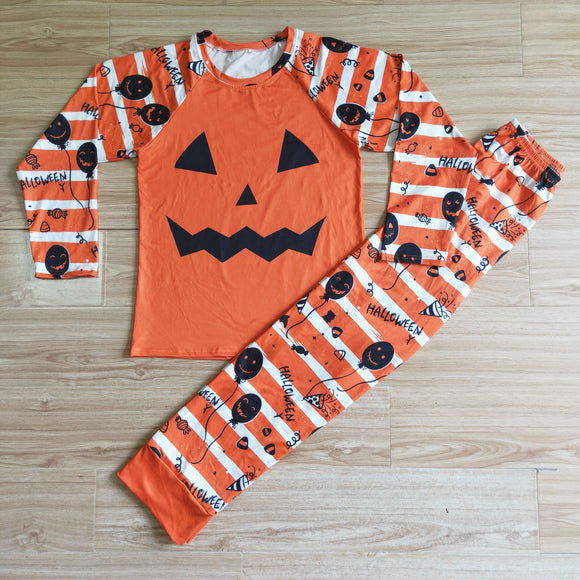 Dad Pumpkin Orange Striped Family Halloween Pajamas