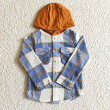 Blue Plaid Orange Hoodie Boys Hoodie Top