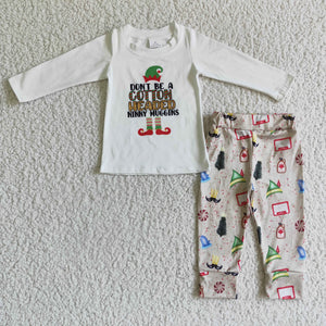 Promotional Cartoon Letters White Boys Christmas Outfits