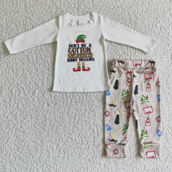 Promotional Cartoon Letters White Boys Christmas Outfits