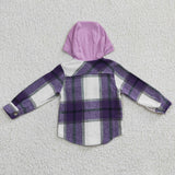 Purple White Plaid Hoodie Boys Hoodie Top