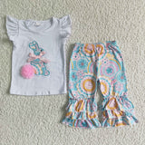 Promotional Bunny Embroidery Floral Girls Easter Outfits